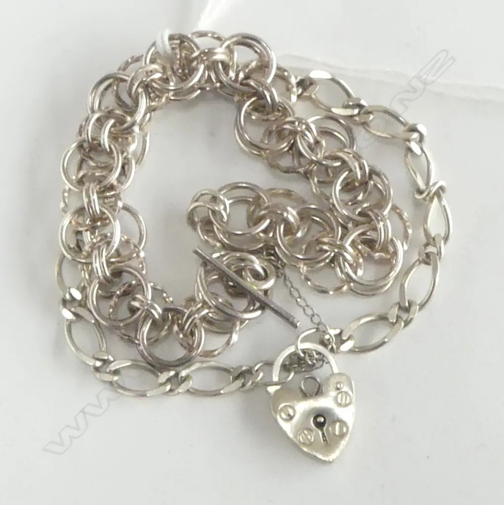 2 SILVER BRACELETS: dble ring links + flat oval links Image 1++