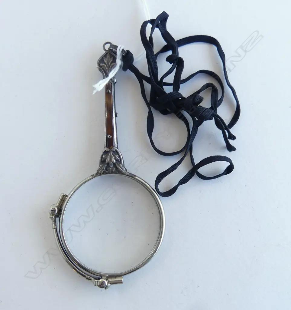 FRENCH SILVER & TORTISHELL LORNETTE OPERA GLASSES L100MM Image 1++