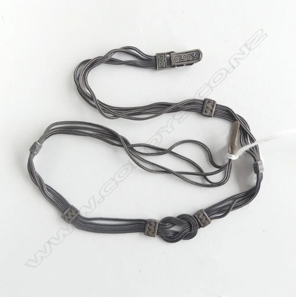 SILVER ALBERTINA TYPE NECK CHAIN 4 flat joined chains   Image 1++