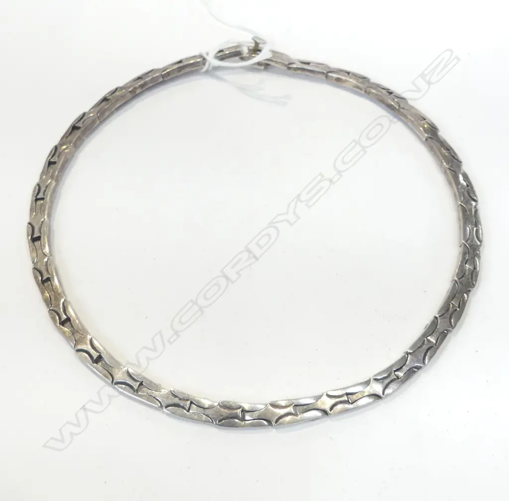 HEAVY MEXICAN SILVER LINK CHAIN CHOKER NECKLACE Image 1++
