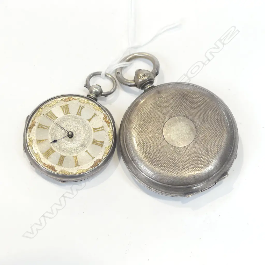 2 SILVER FOB WATCHES both faulted 166gms total Image 1++