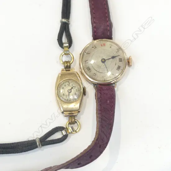 2 VINTAGE GOLD WRIST WATCHES