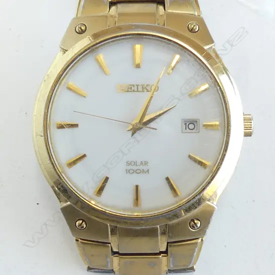 SEIKO GENTS LARGE WRISTWATCH GOLD PLATE apparently running