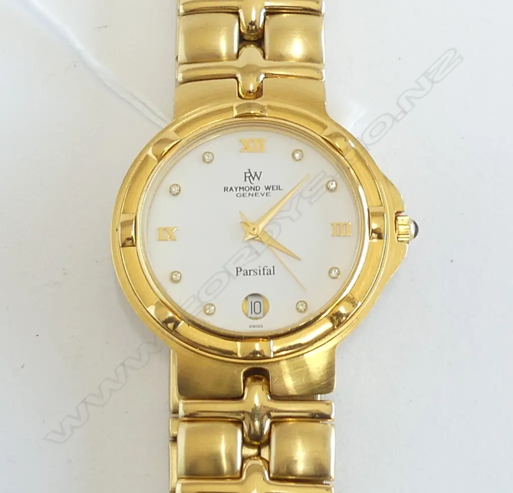 RAYMOND WEIL 'PARSIFAL' 18CT PLATED GENT'S WRISTWATCH not running  Image 1++
