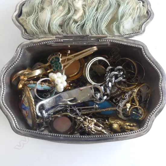 OLD JEWELLERY BOX of COSTUME JEWELLERY