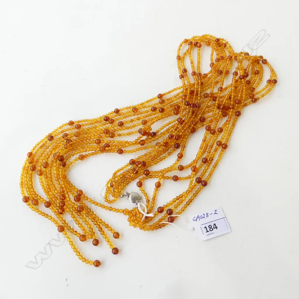  AMBER COLOURED BEAD LARIAT NECK PIECE Image 1++