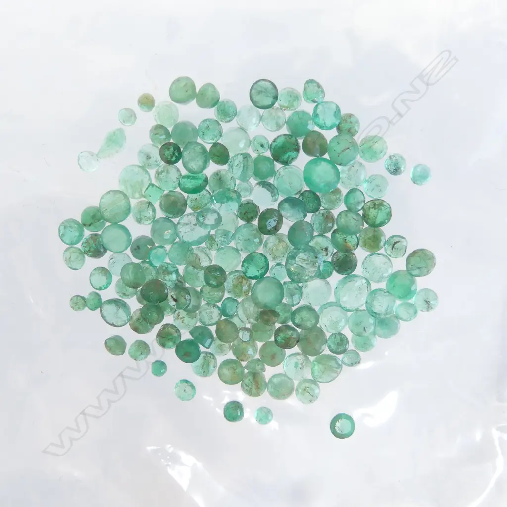 BAG LOT FACETED EMERALDS ROUND CUT Image 1++