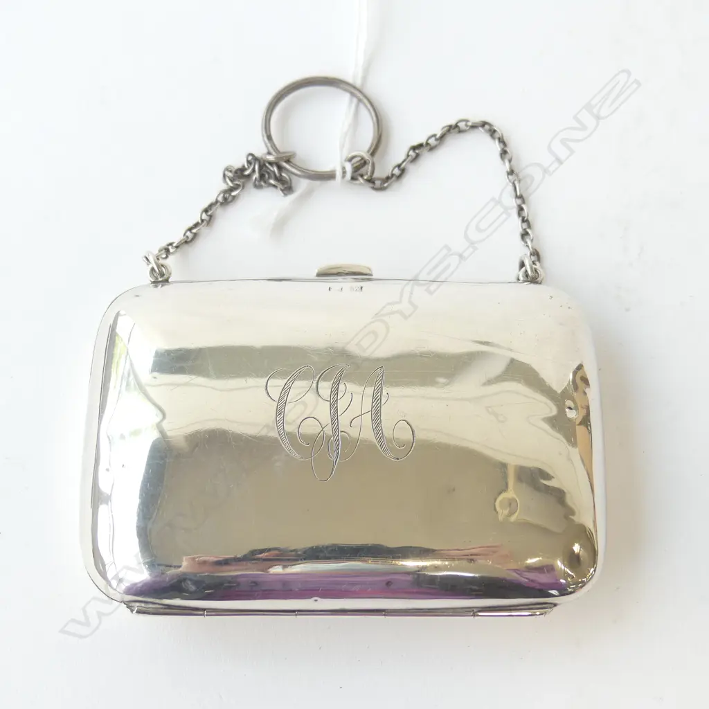 STG SILVER PURSE, B'HAM 1921 89gms Image 1++