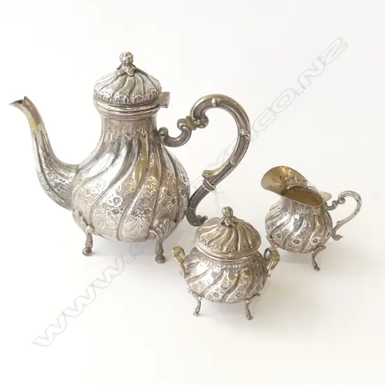 3 PCE 835 SILVER TEASET, 865gms