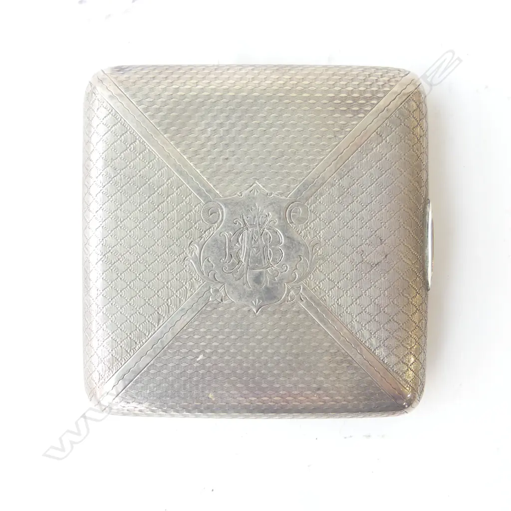 840 SILVER CIGARETTE CASE, GILT LINED 151gms Image 1++