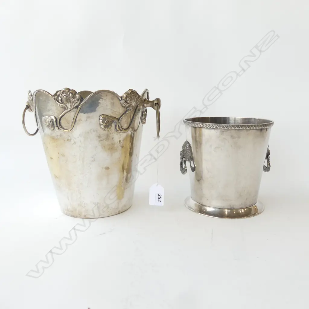 2 SILVER METAL CHAMPAGNE / WINE BUCKETS H.205 / 150mm Image 1++
