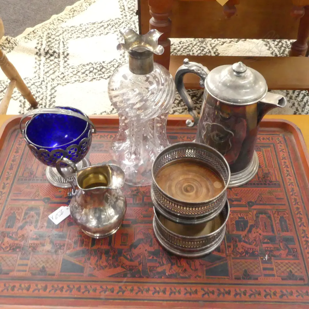 6 PCES; PR WINE COASTERS, DECANTER, ETC Image 1++