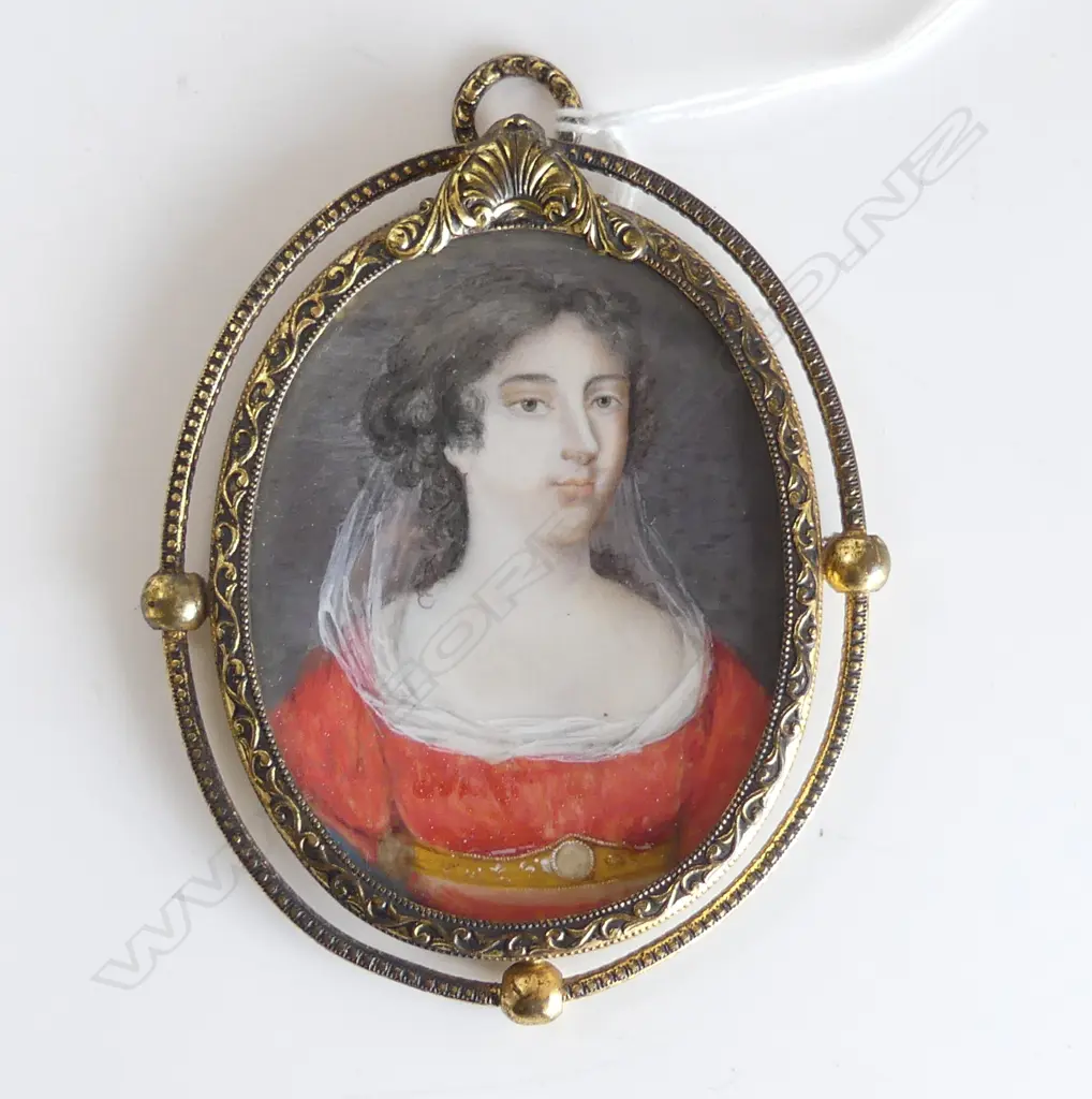 EARLY 19thC H/PAINTED PORTRAIT MINIATURE ON IVORY YOUNG WOMAN. H.100mm Image 1++