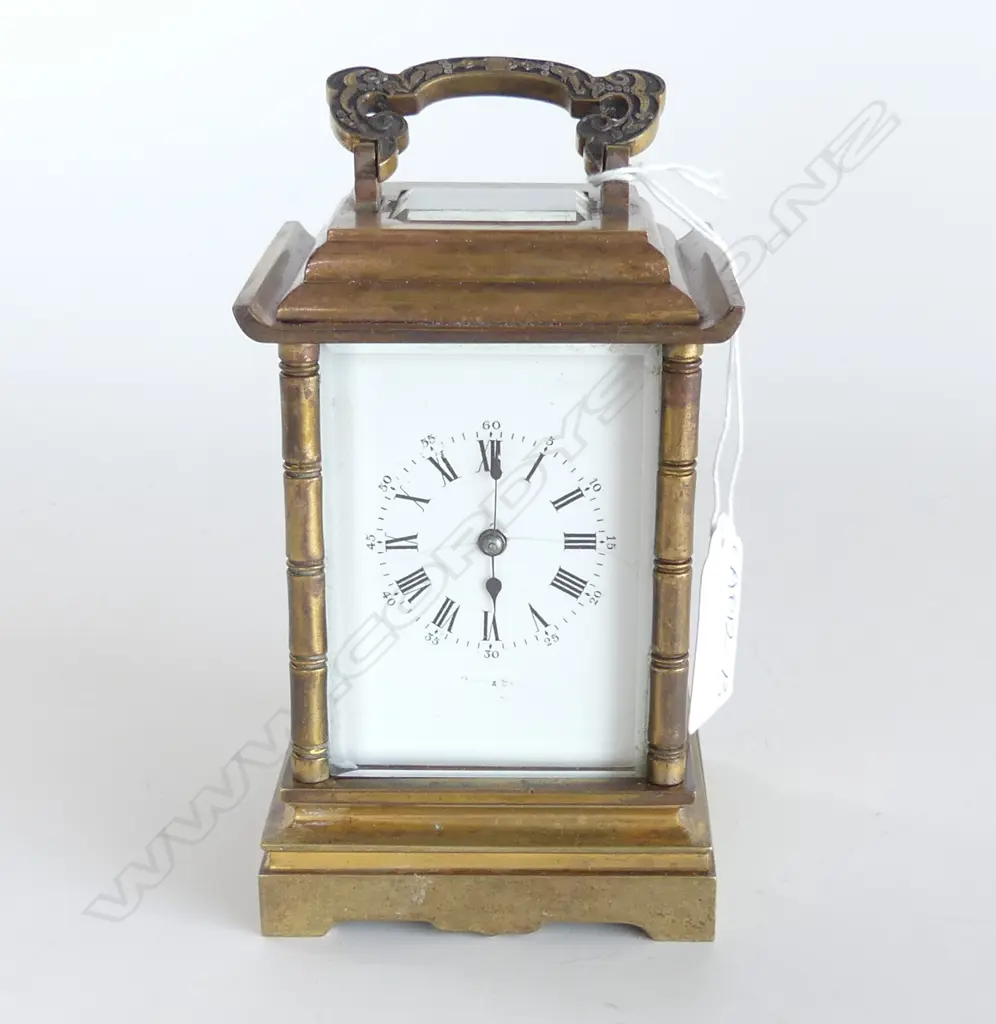 FRENCH/ANGLO/JAPANESE BRASS CARRIAGE CLOCK not running no balance wheel H.130mm Image 1++