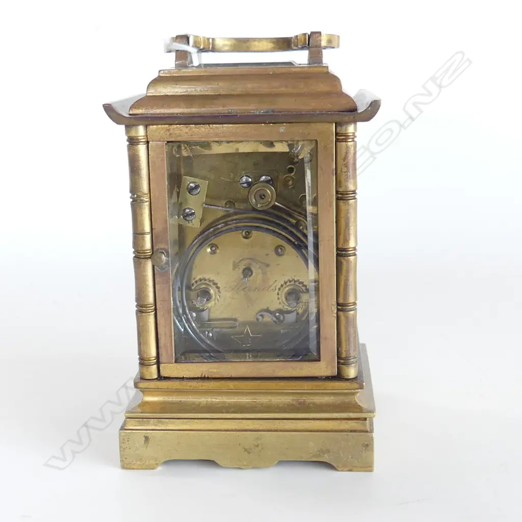 FRENCH/ANGLO/JAPANESE BRASS CARRIAGE CLOCK not running no balance wheel H.130mm Image 1++