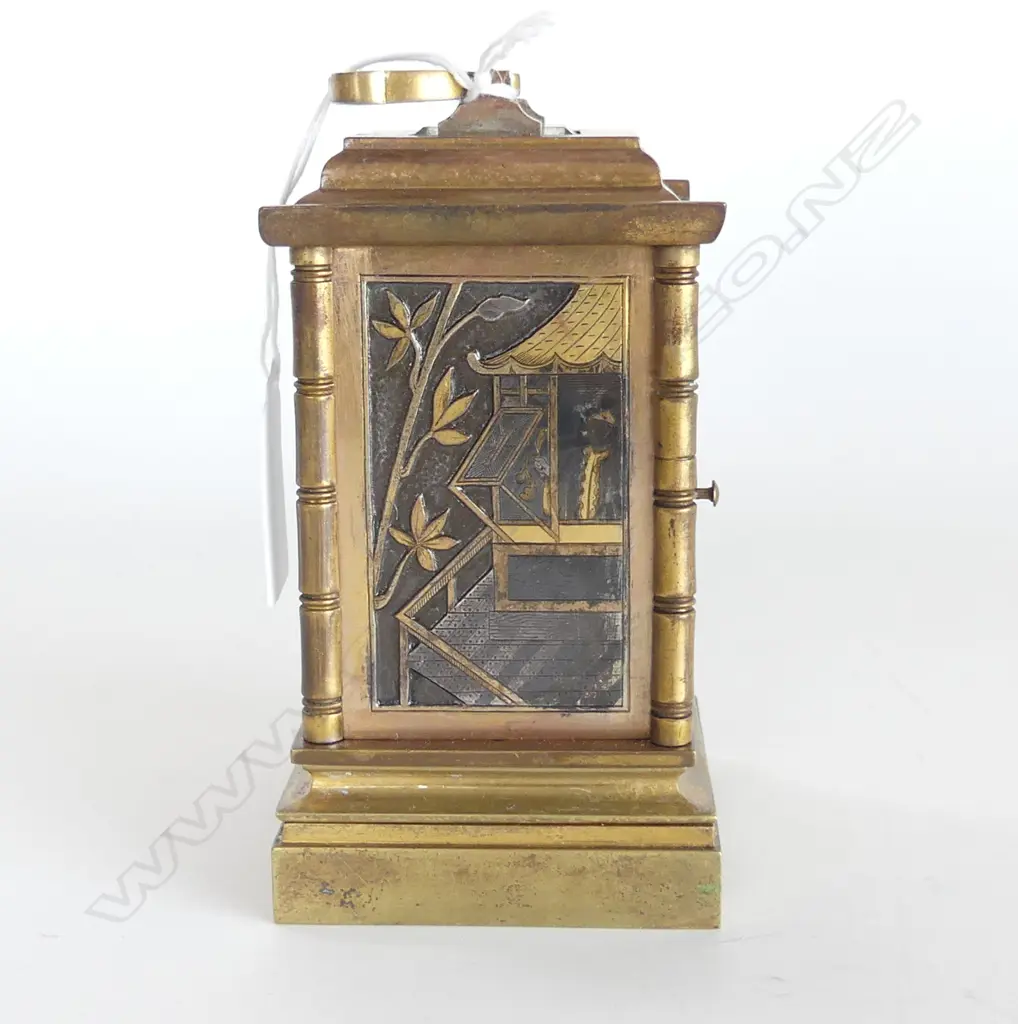 FRENCH/ANGLO/JAPANESE BRASS CARRIAGE CLOCK not running no balance wheel H.130mm Image 1++