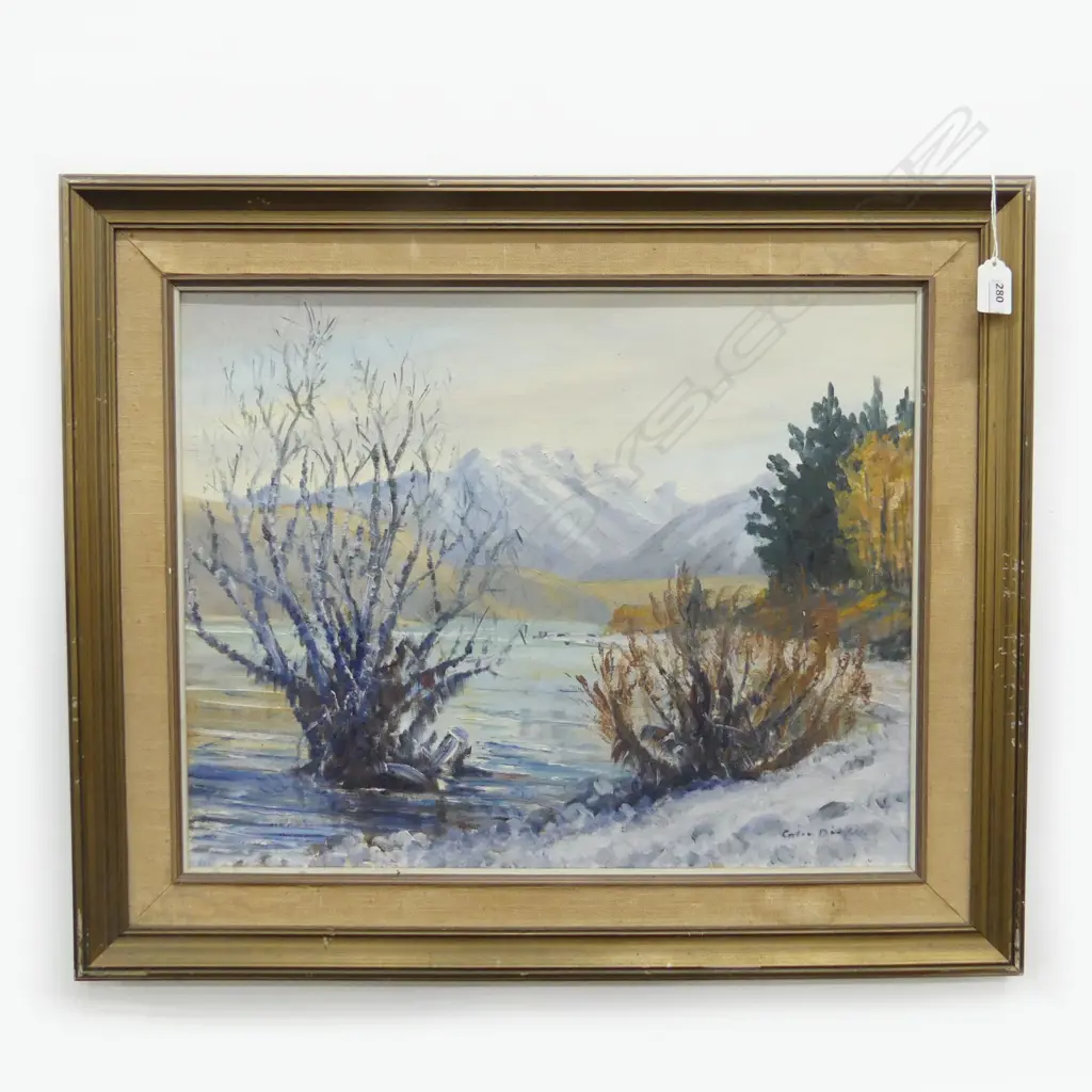 COLIN DICKIE 'LAKE TEKAPO TREES' OIL ON BOARD 390x495mm Image 1++