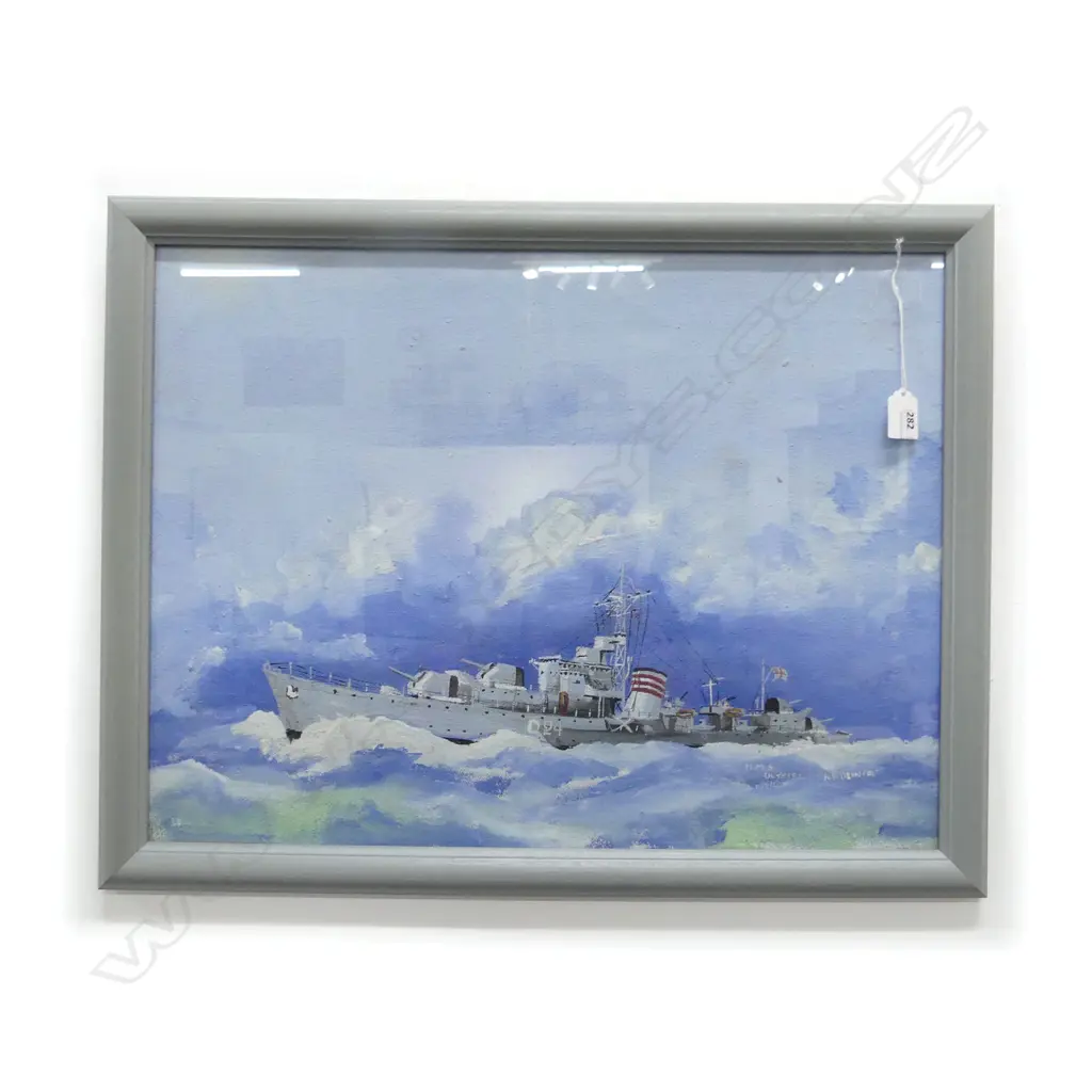 HMS ULYSSES NAVY WARSHIP, OIL ON BOARD 430x570mm Image 1++