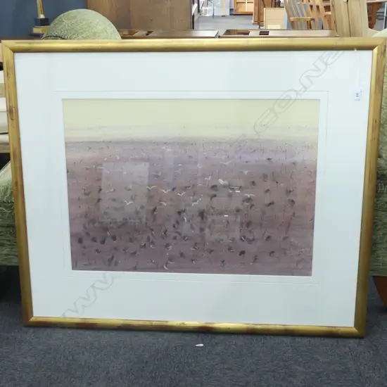 ARTIST UKNOWN, ABSTRACT AUSTRALIAN? DESERT LANDSCAPE, MIXED MEDIA  580x810mm