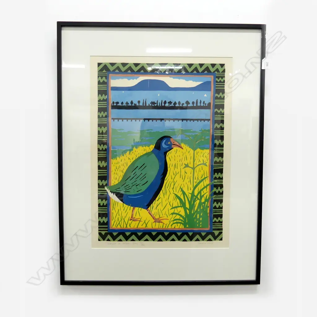 FRAMED PAMELA WOLFE 'TAKAHE AT HOBSON POINT' SCREEN PRINT 21/48 590x430mm Image 1++