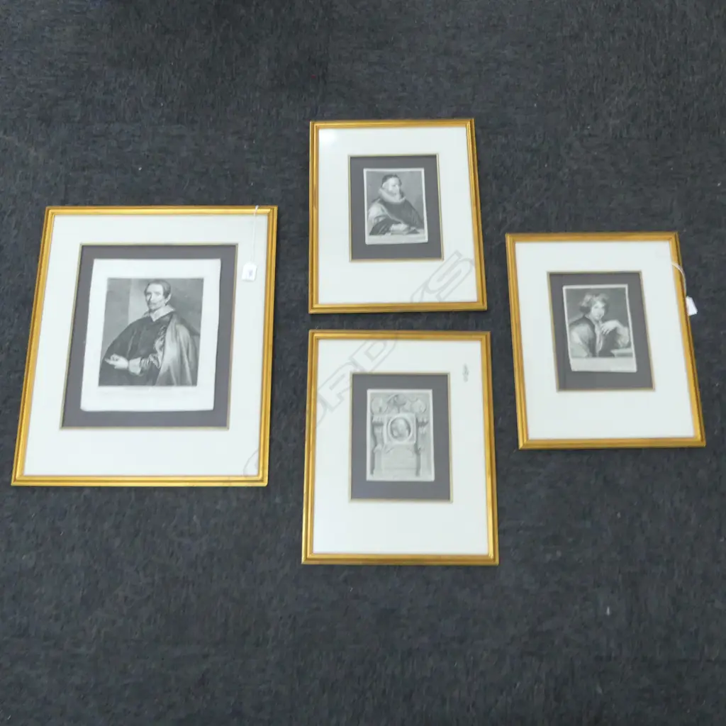 4 ANTIQUE ETCHINGS; 3 415x330mm, 1 540x445mm overall size Image 1++