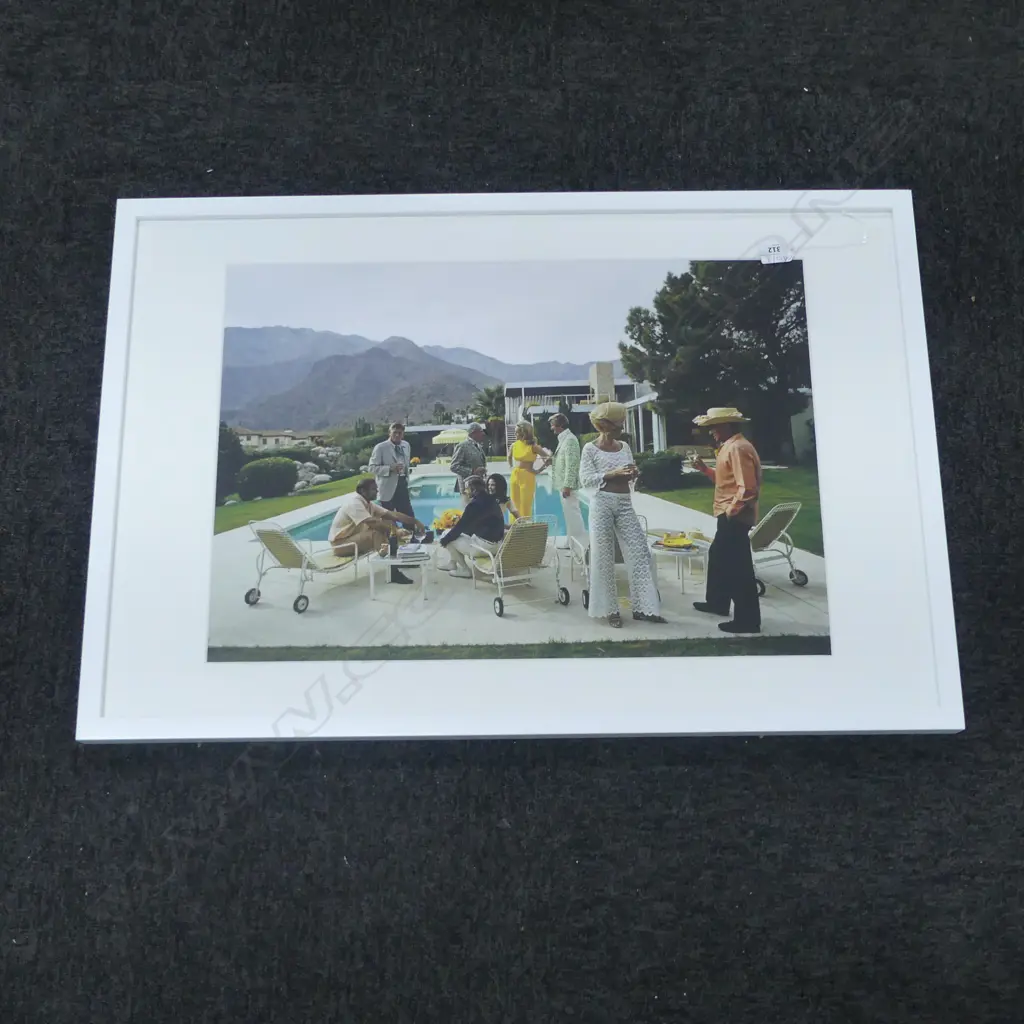 SLIM AARONS PRINT 'POOLSIDE PARTY' 395x565mm Image 1++
