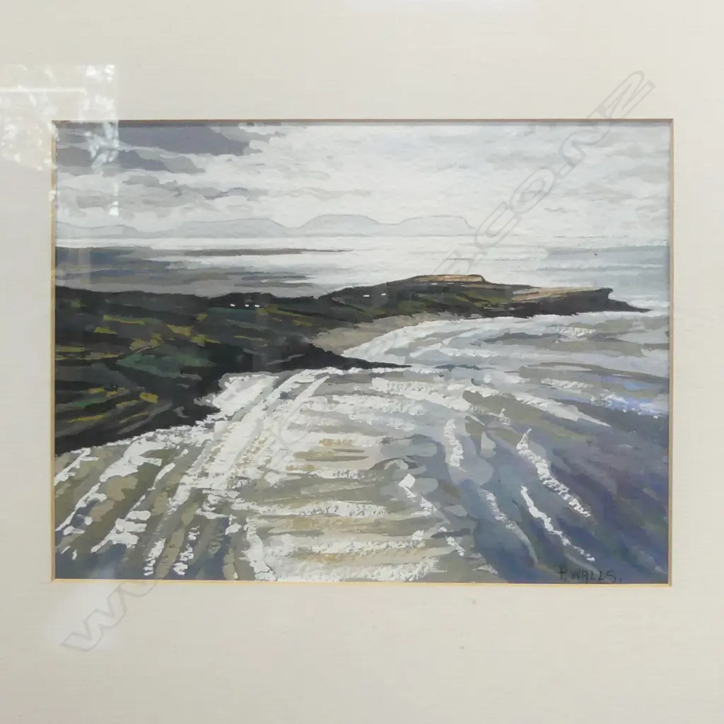 P. WALLS, COASTAL LANDSCAPE, ACRYLIC 145x200mm Image 1++
