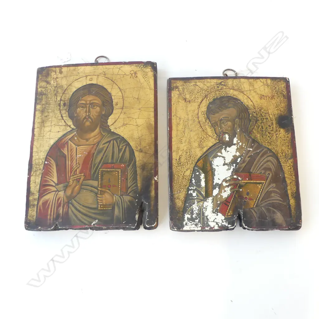 2 VINTAGE RELIGIOUS ICONS 295x210mm Image 1++