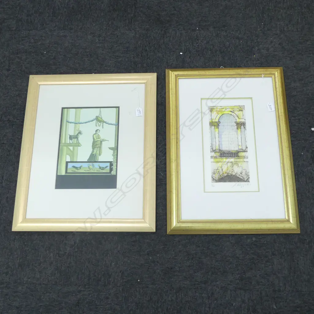 2 CLASSICAL PRINTS IN GOLD FRAMES 355x185mm Image 1++