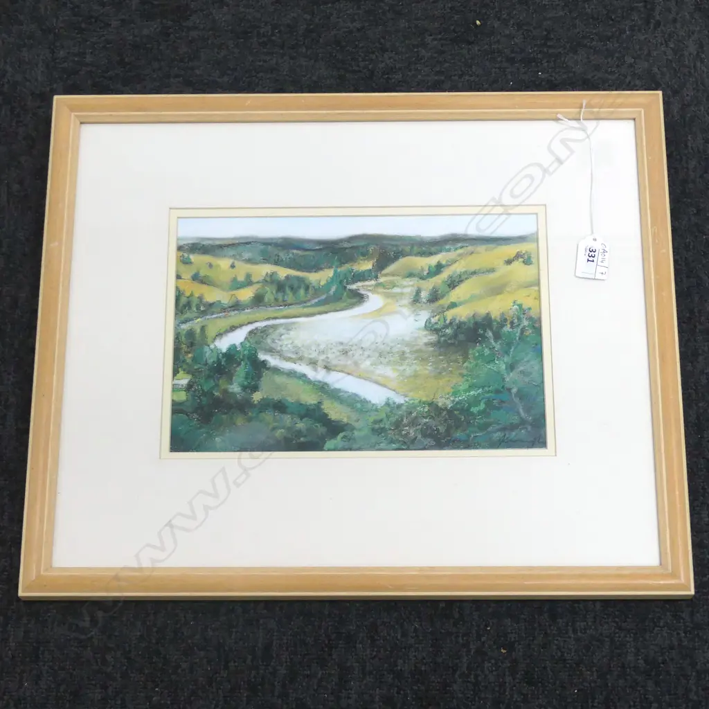 JOHN FRANCIS KAVANAGH, RIVER LANDSCAPE, PASTEL, 190x280mm Image 1++