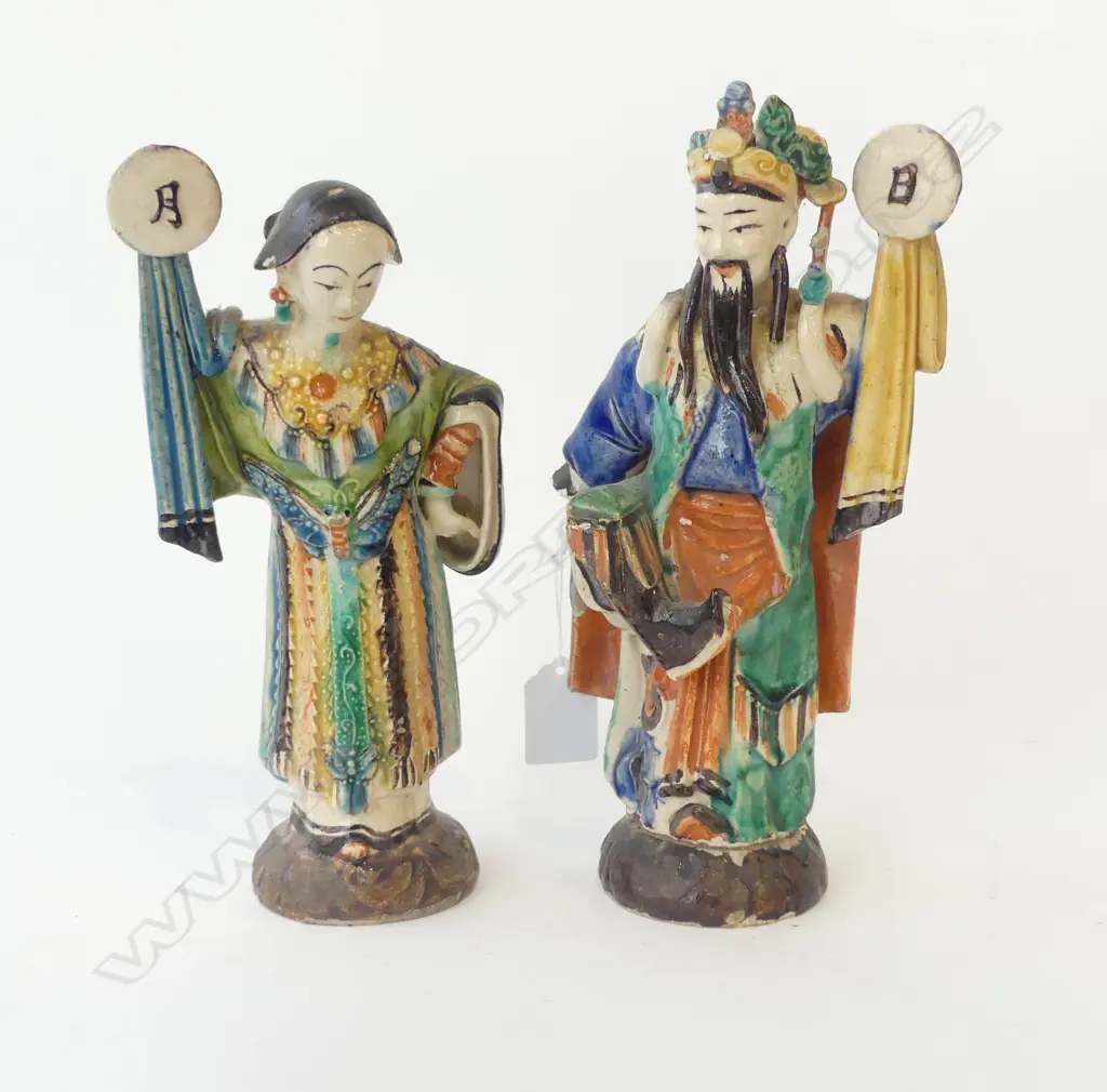 PR CHINESE CERAMIC FIGURES H.245mm REPAIRS Image 1++