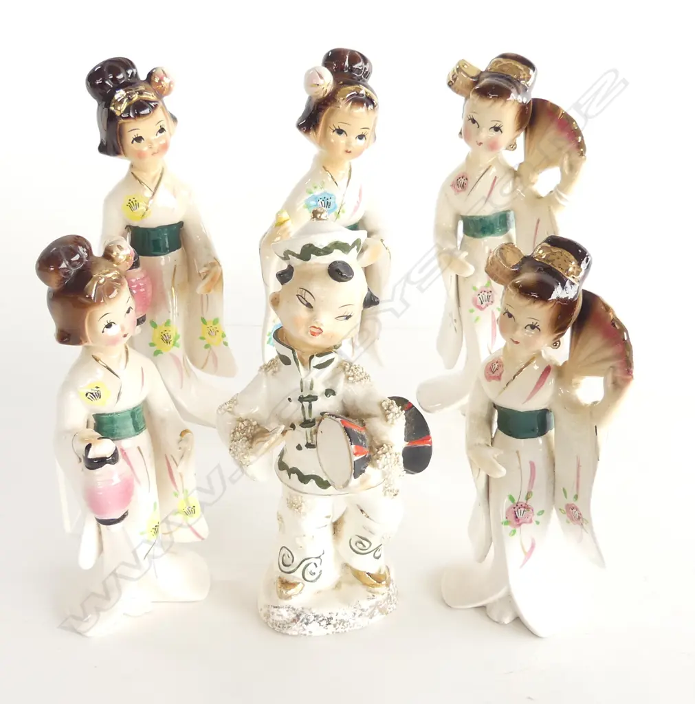 VINTAGE JAPANESE DANCE TROUP FIGURES H.170mm Image 1++