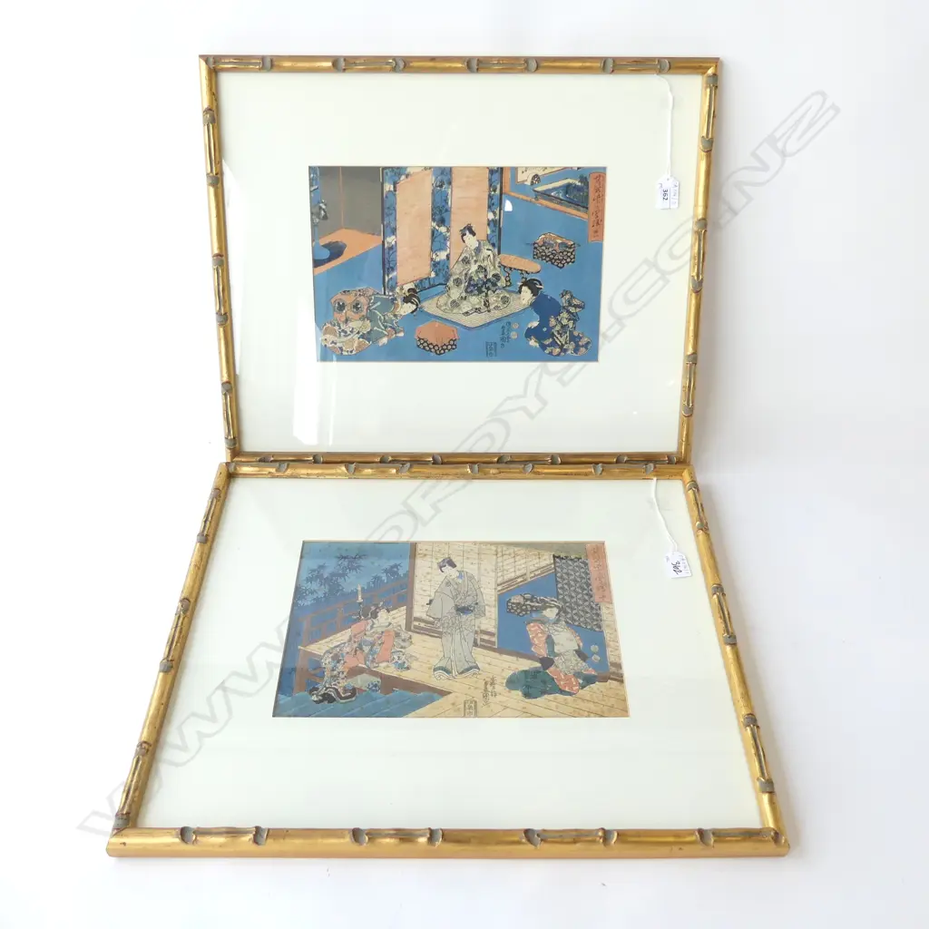 PR ANTIQUE JAPANESE PRINTS; KABUKI DRAMA 220x330mm FOXING Image 1++