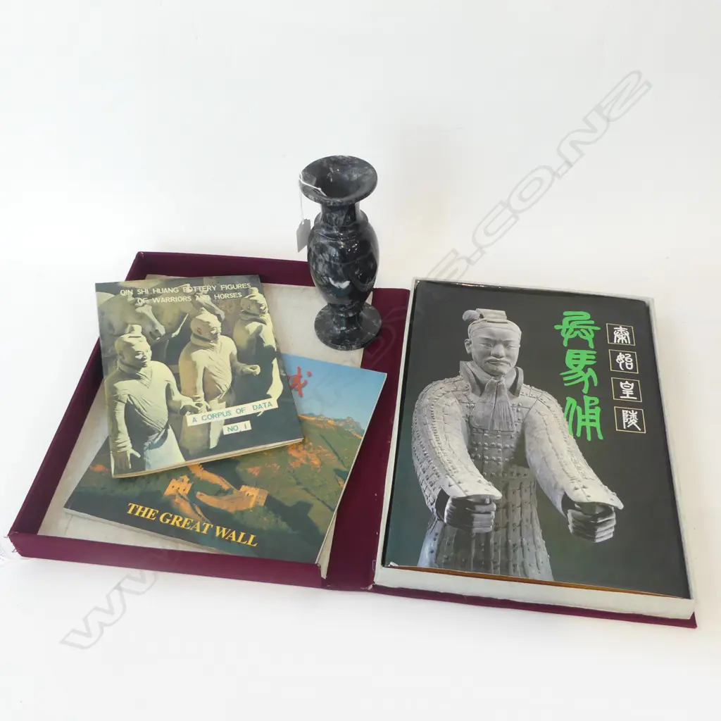 CASED CHINESE BOOK  H400MM & MARBLE VASE H200MM Image 1++