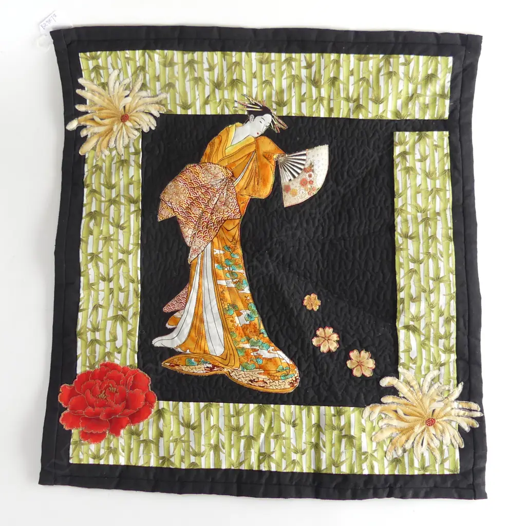 BERYL VERNON 'GEISHA' FABRIC ART PANEL, 2012 510x480mm Image 1++