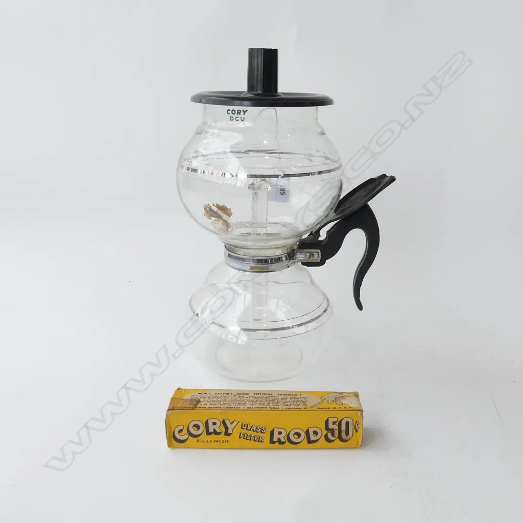 VINTAGE GLASS & BAKELITE COFFEE PERCULATOR W SPARE GLASS FILTER ROD Image 1++