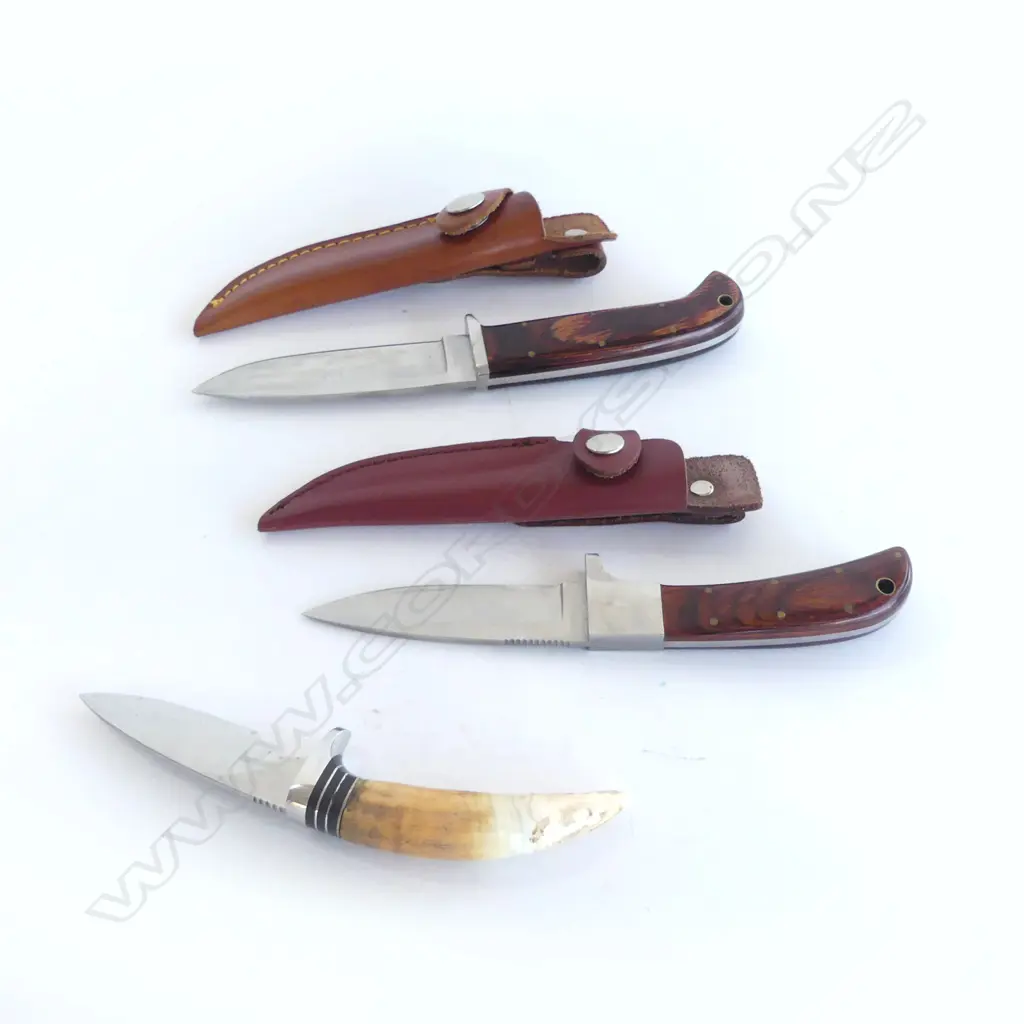 2 C JUL HERBERTZ SHEATH KNIVES L220MM& LION TOOTH HANDLED SKINNING KNIFE L170MM Image 1++
