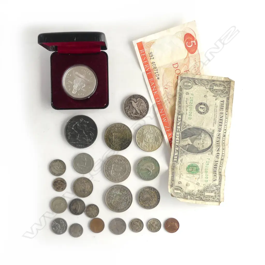 ASST VINTAGE COINS + 2 BANKNOTES Image 1++