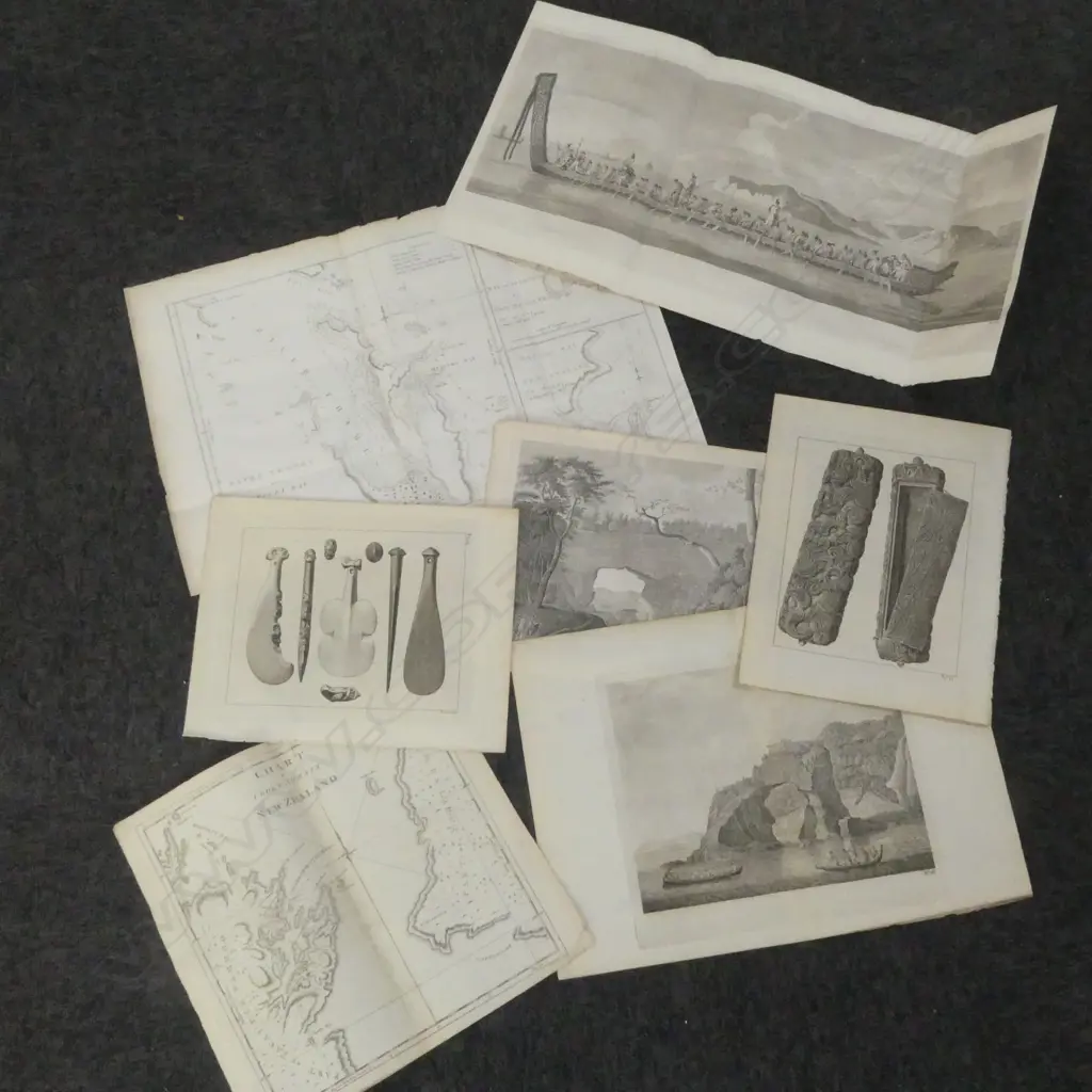 7 ANTIQUE ETCHINGS; HAWKESWORTH CAPTAIN COOK 1773 VOYAGE Image 1++