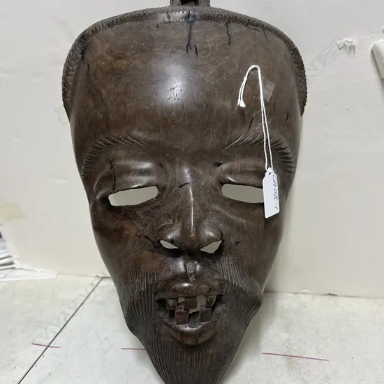 HEAVY CARVED HARDWOOD AFRICAN MASK H.345mm