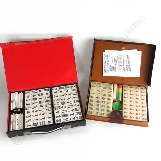 2 CASED MAH JONG SETS