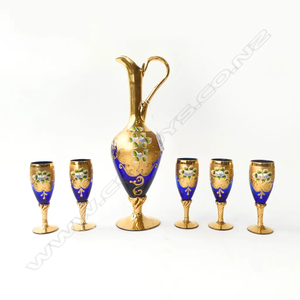 VENETIAN GLASS JUG H.320mm & 5 CUPS H.125mm Image 1++