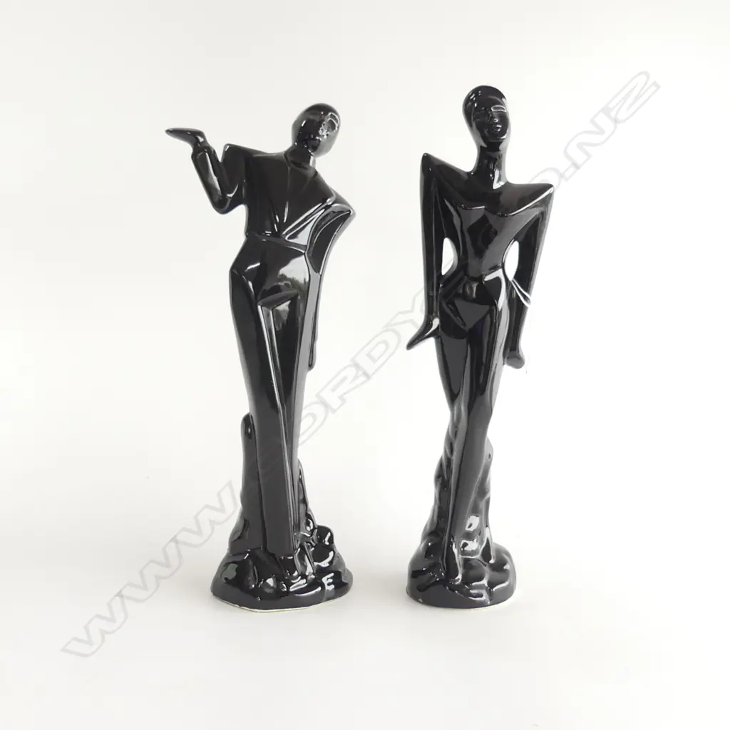 PR VINTAGE BLACK CERAMIC FIGURES H.340mm Image 1++