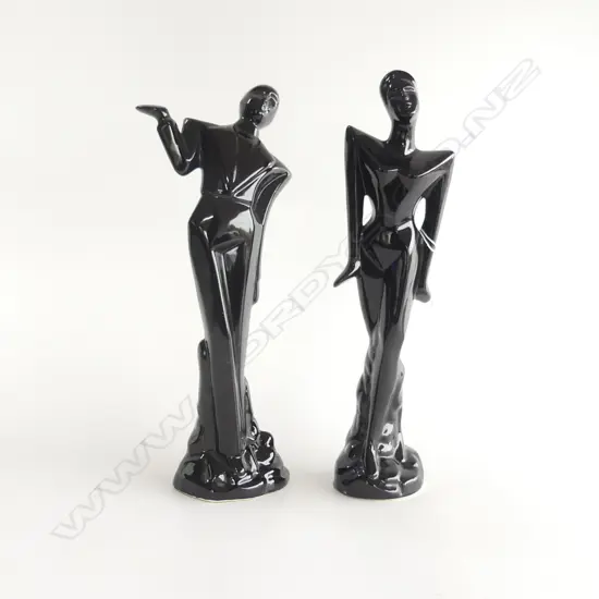 PR VINTAGE BLACK CERAMIC FIGURES H.340mm