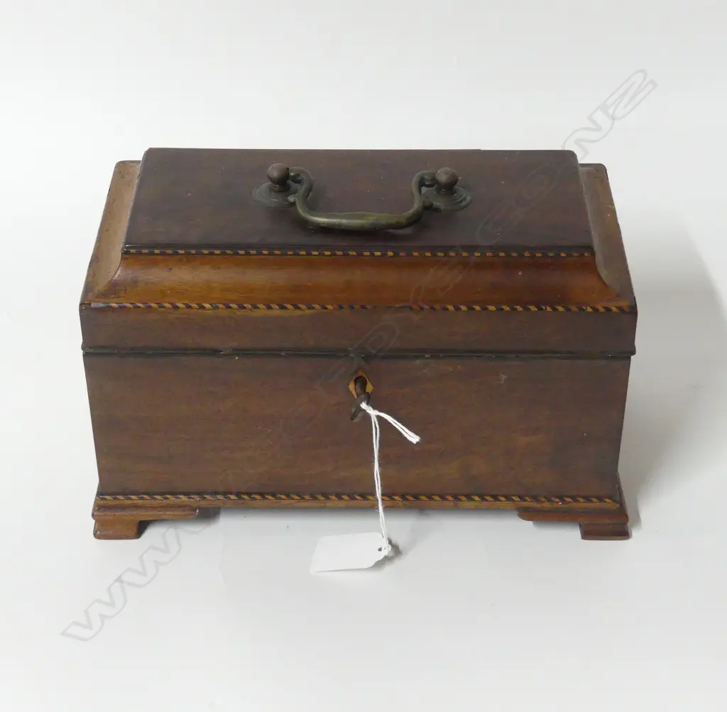 ANTIQUE MAHOGANY TEA CADDY W.250mm Image 1++