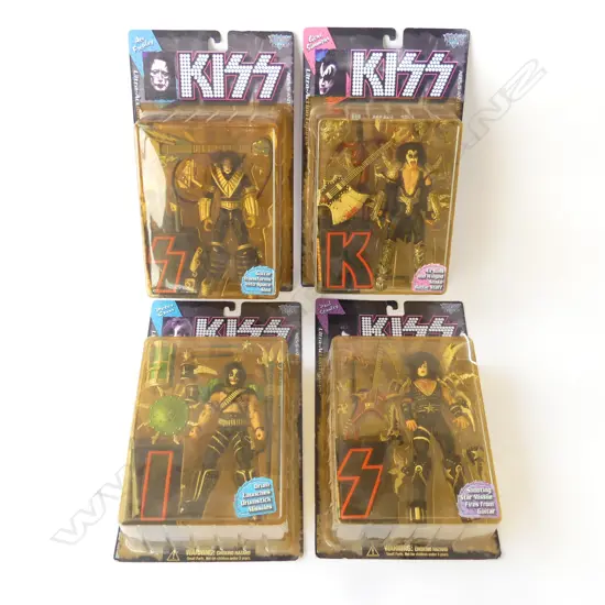 4 KISS BAND FIGURINES, IN ORIG. BOXES - GENE, PETER, PAUL & ACE