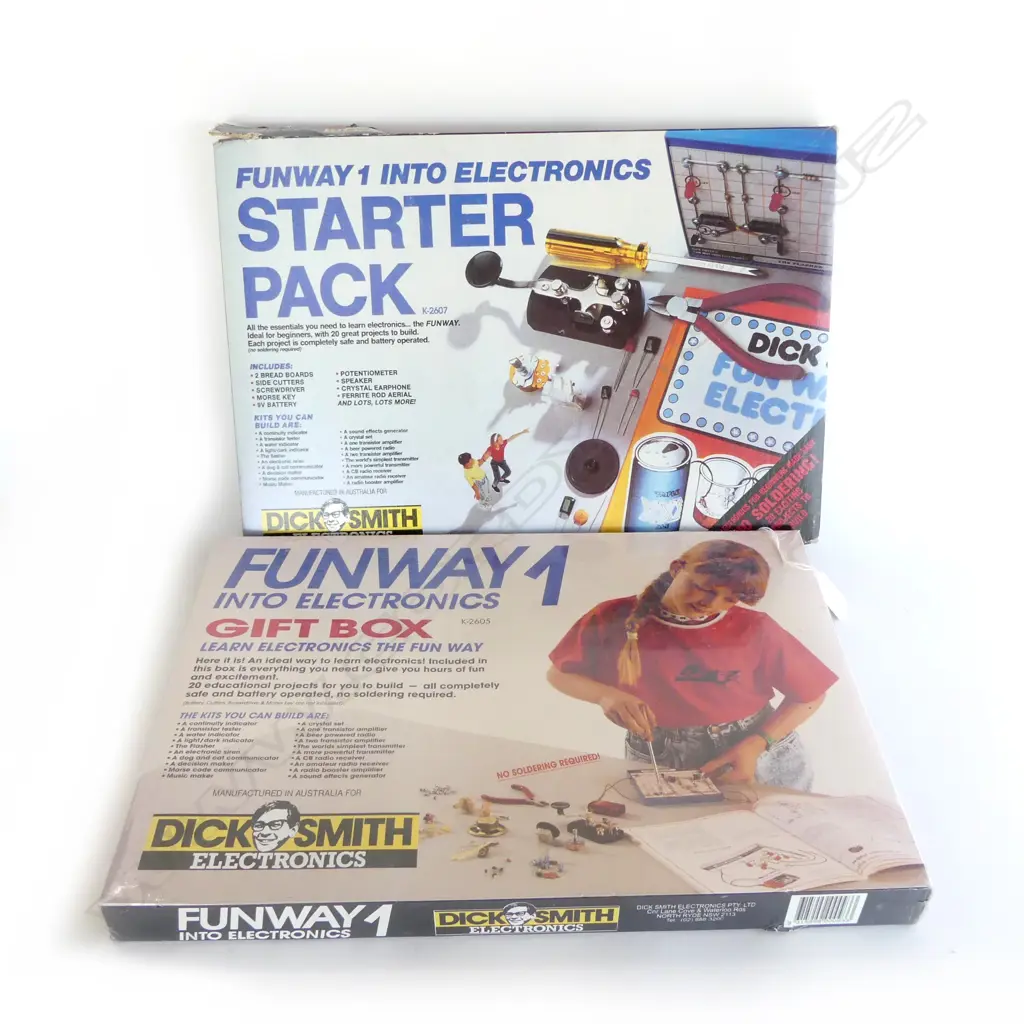 2 x FUNWAY 1 INTO ELECTRONICS BOXED SETS DICK SMITH ELECTRONICS Image 1++