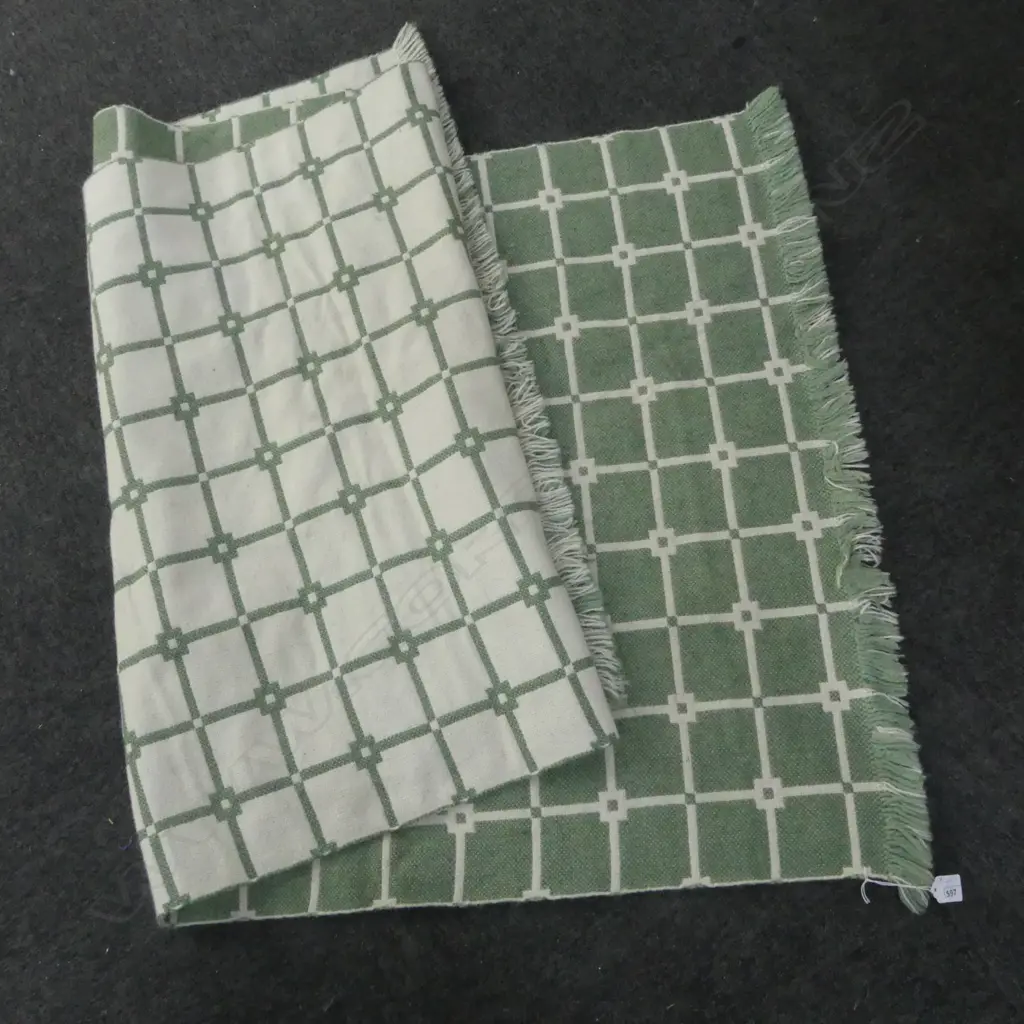REVERSIBLE GREEN COTTON RUNNER 2400x900mm Image 1++