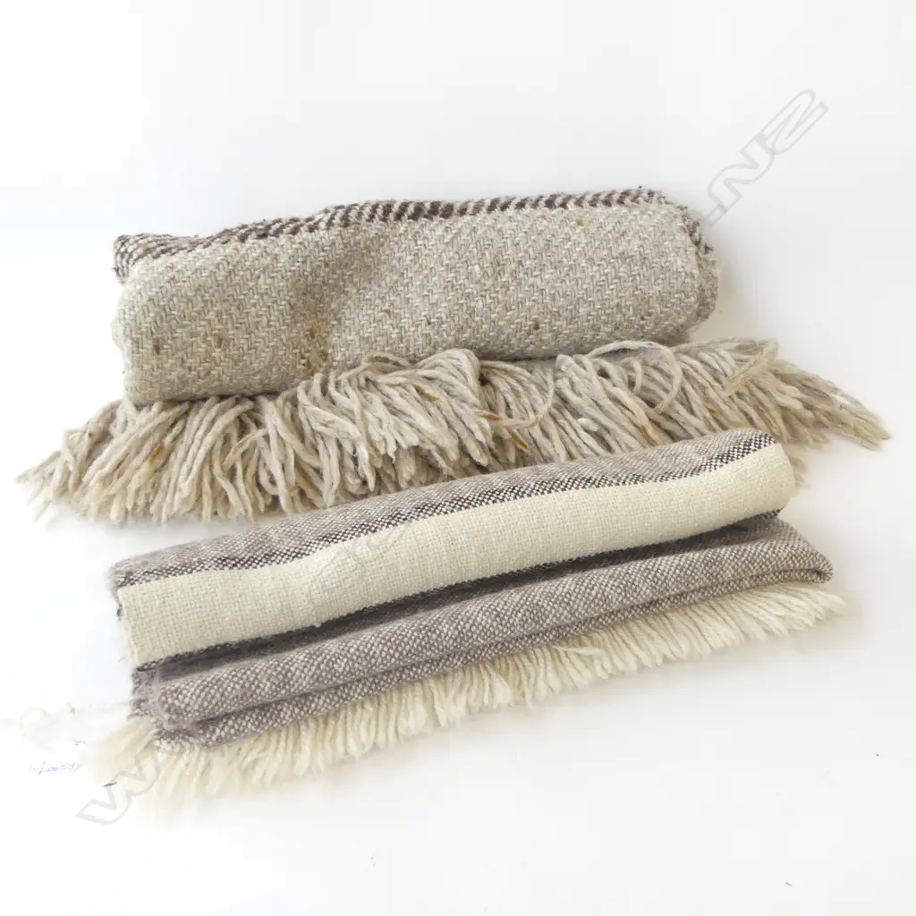 2 HAND WOVEN WOOL BLANKETS Image 1++