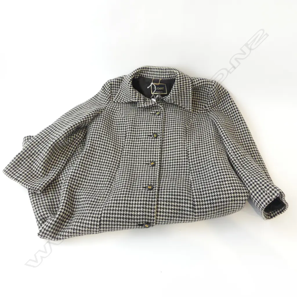 QUALITY VINTAGE WOOL HOUNDSTOOTH COAT SZ S Image 1++